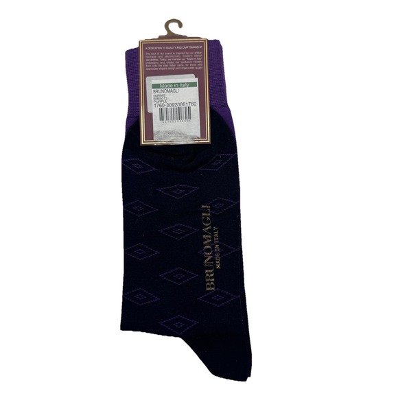 Brunomagli Men's Dress Socks | Made in Italy | Purple Black | Size 10–13 | New - Picture 2 of 4